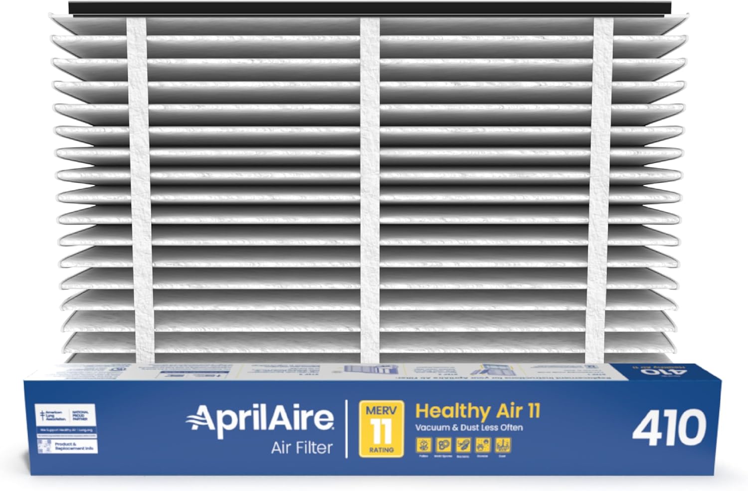 AprilAire 410 Replacement Filter for AprilAire Whole House Air Purifiers - MERV 11, Clean Air & Dust, 16x25x4 Air Filter (Pack of 2)
