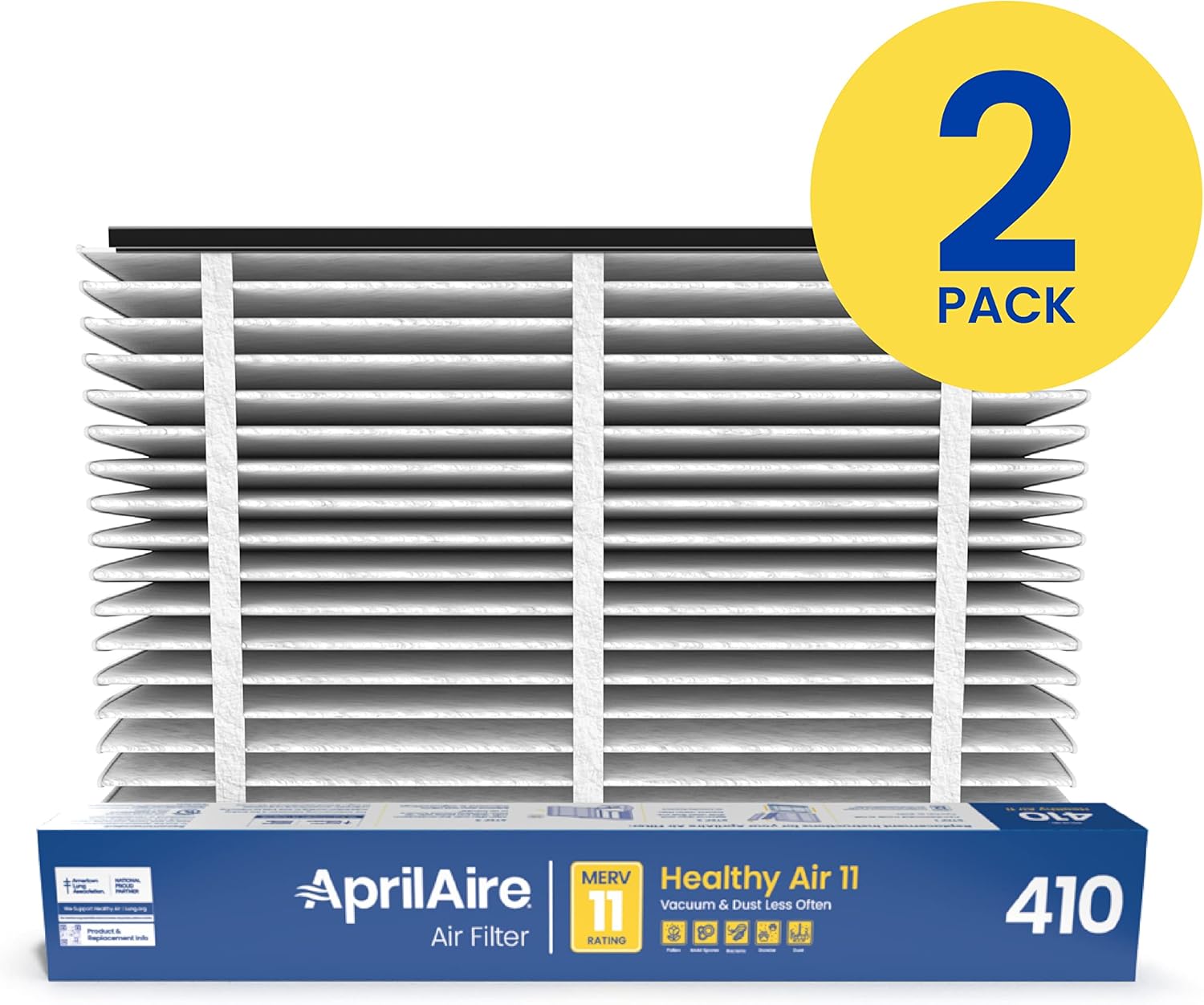 AprilAire 410 Replacement Filter for AprilAire Whole House Air Purifiers - MERV 11, Clean Air & Dust, 16x25x4 Air Filter (Pack of 2) - Image 2