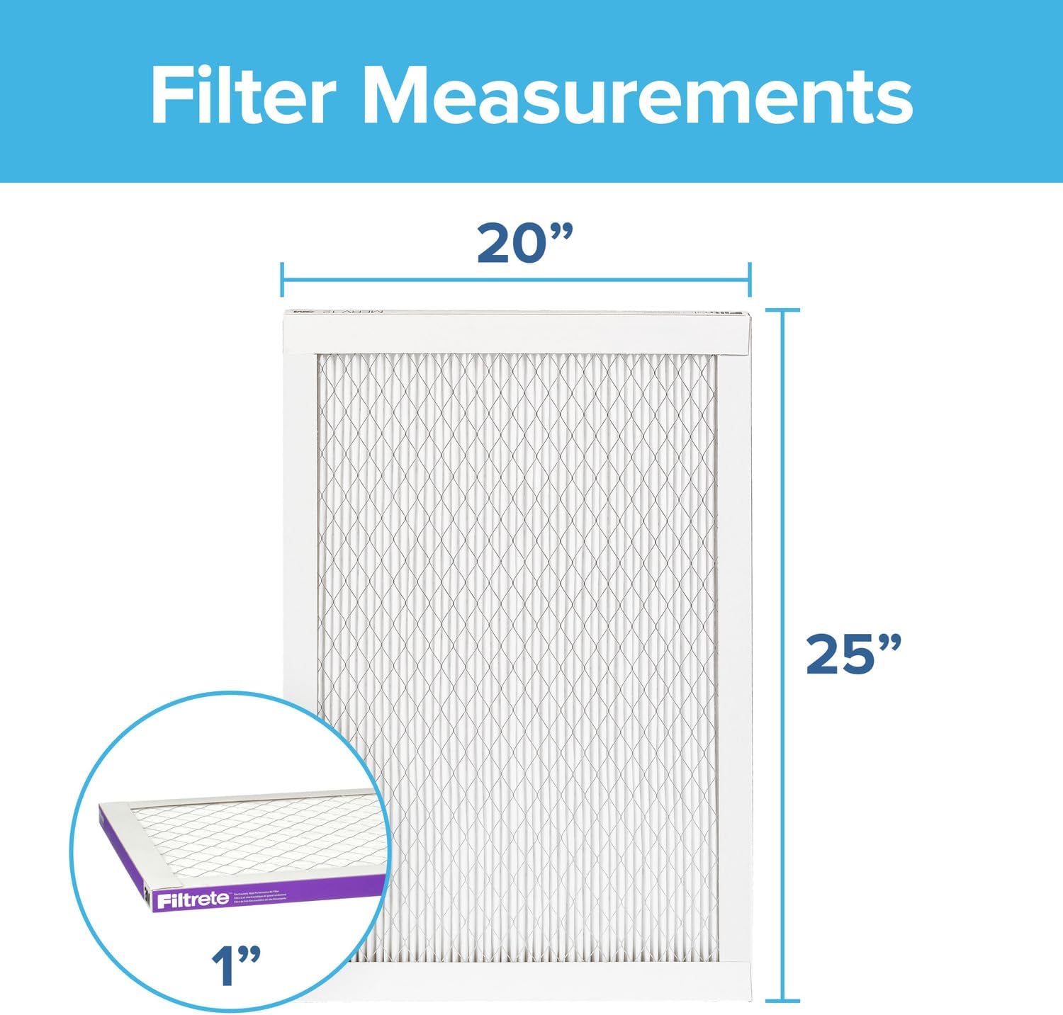 Filtrete 20x25x1 AC Furnace Air Filter, MERV 12, MPR 1500, CERTIFIED asthma & allergy friendly, 3 Month Pleated 1-Inch Electrostatic Air Cleaning Filter, 2-Pack (Actual Size 19.719x24.688x0.78 in) - Image 2